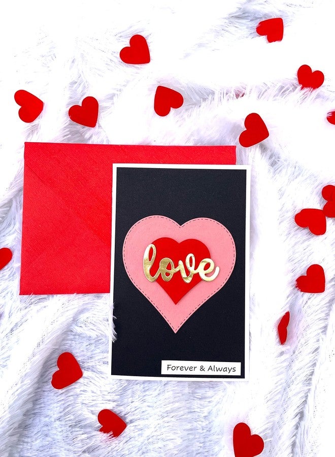 Crafted Forever Love Greeting Card with envelope 4X6 inches for Anniversary/Valentine Day/spouse birthday/partner birthday heavy paper used, inside blank - Image 1